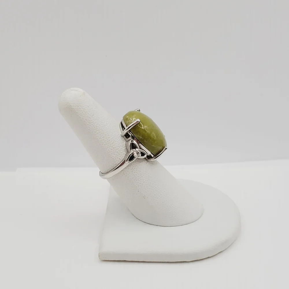 Connemara Marble & Moissanite Platinum | 925 Sterling Silver Statement Ring